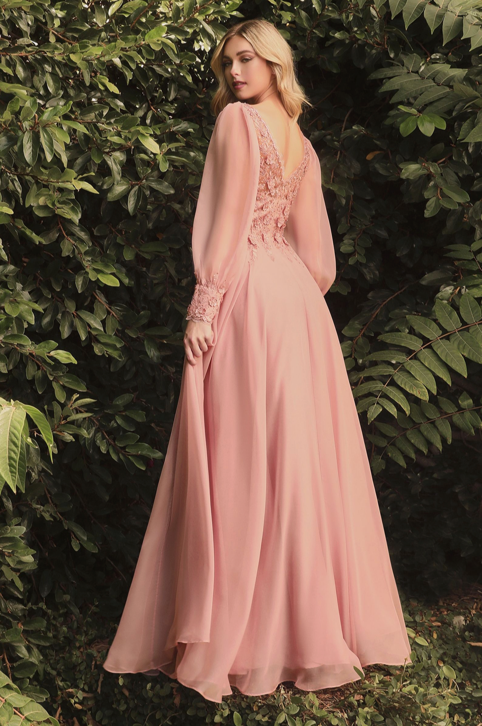 Selskapskjole "Long Sleeve Sparkle" Rose Gold