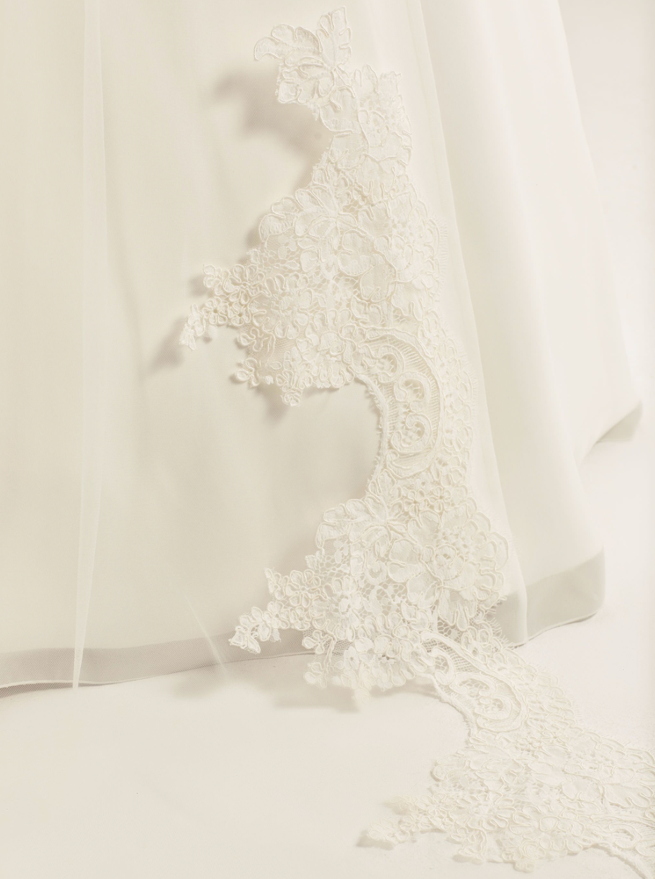 Brudeslør "Wide Vintage Lace" 280cm