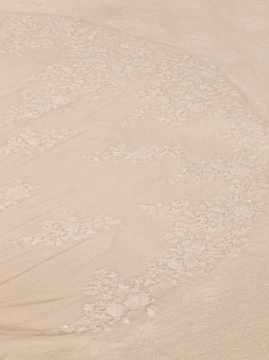 Brudeslør med blonder "full flower applications" 350cm - fantastisk!