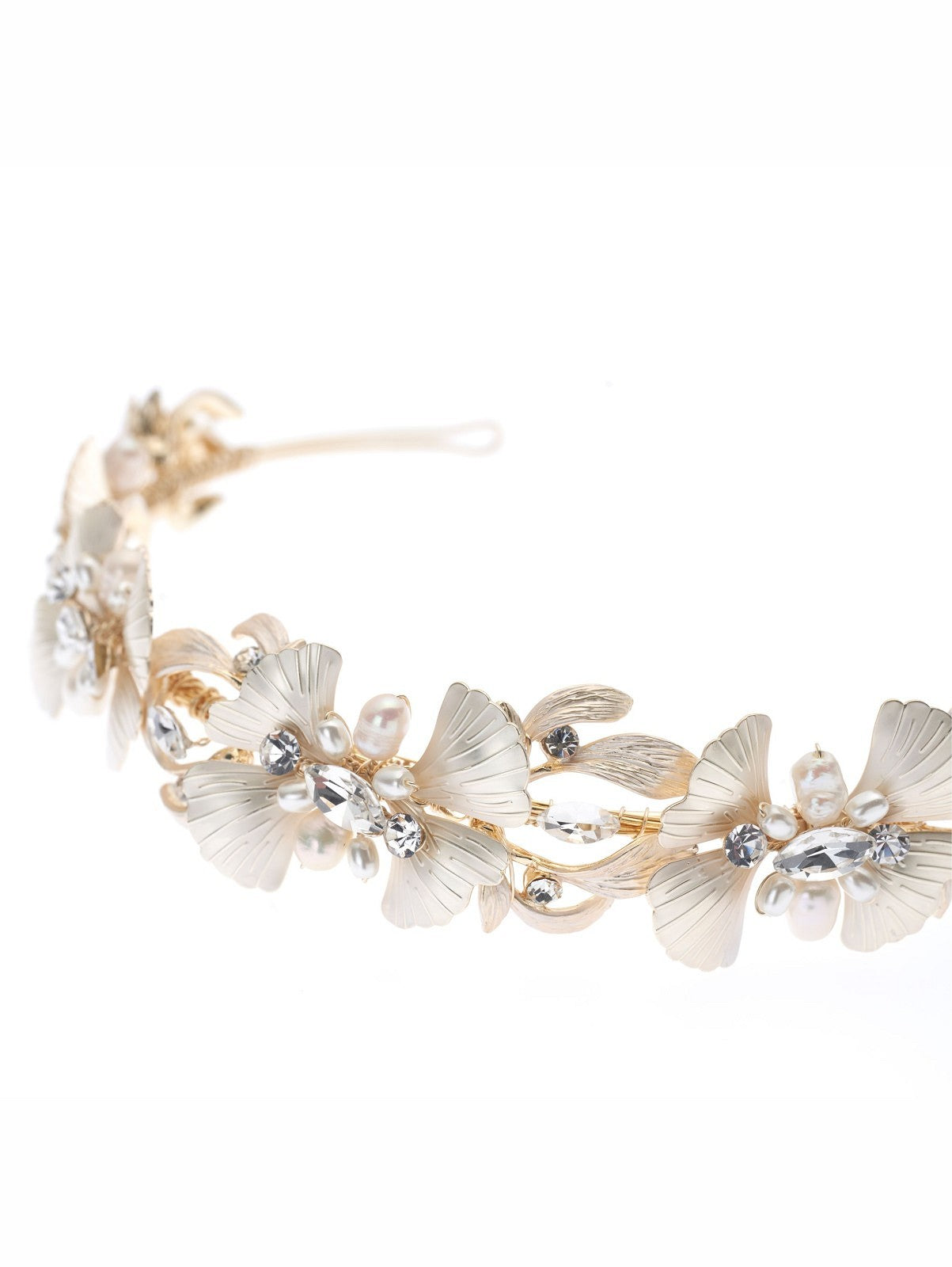 Tiara "Flowers and freshwater pearls" Gold