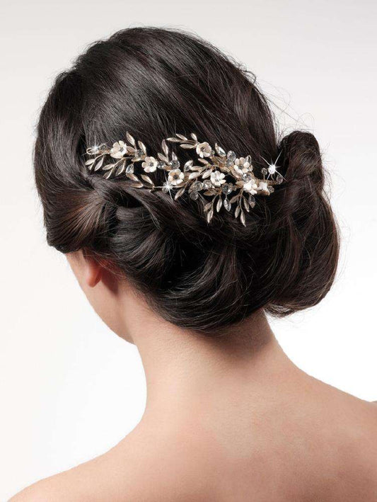 Leaves & Crystals Floral Vine Hair Clip
