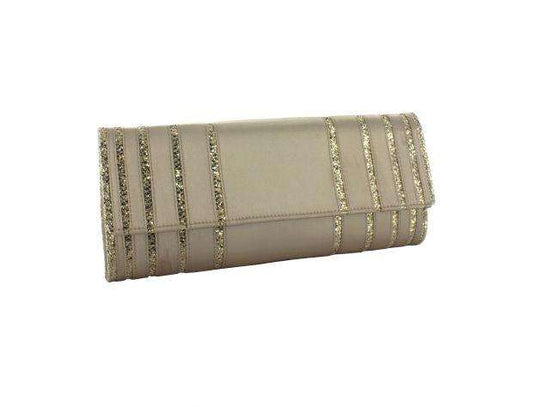 Selskapsveske Glitter Striped Clutch - Champagne/Gold