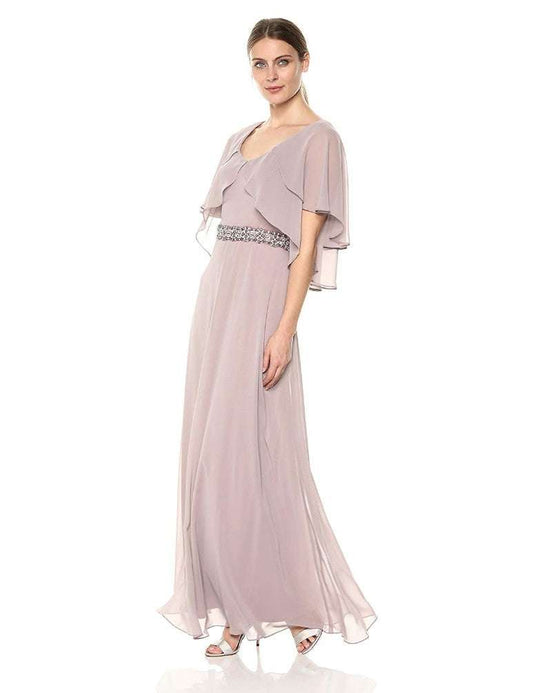 Chiffon Arm Sparkle Belt Dress - Pale Blush 12