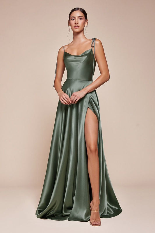 Kjole Satin A-line dress Moss Green