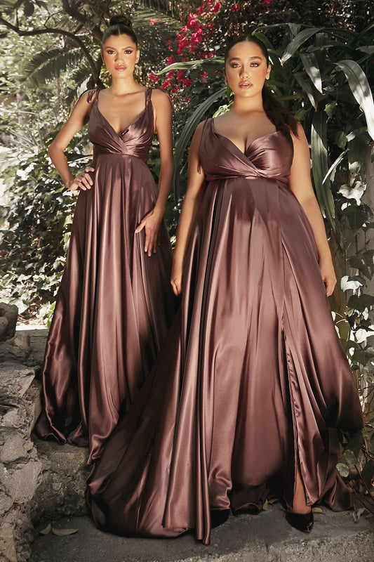 Satin A-line dress i Mahogany