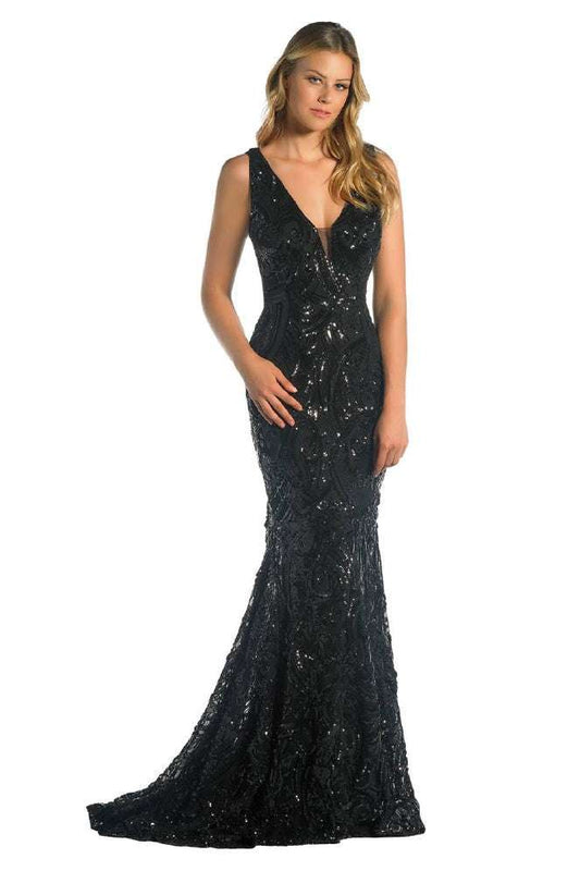 Sequins Pattern Dress Black Manon Illusion