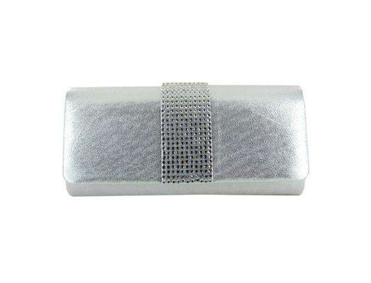 Selskapsveske Centered Rhinestone Clutch - Silver
