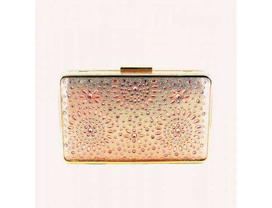 Selskapsveske Box Rhinestone Clutch - Rosegold