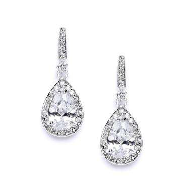 Framed Pear Drop Earring - Silver