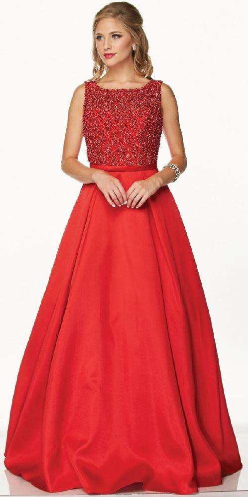 Glitter & Satin Gown Red - Red Xs
