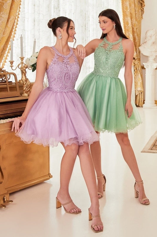 Belle Short tulle Sparkle halterneck