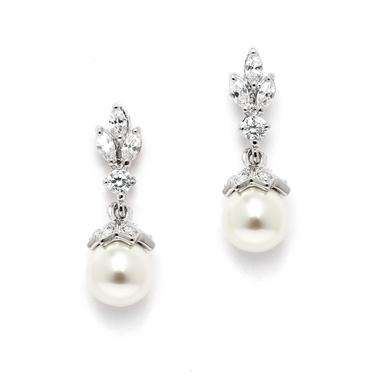 Trio Marquis Pearl Earring - Pearl/Silver