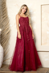 Ballkjole "Lace and Tulle A-line Ball Gown" Burgundy