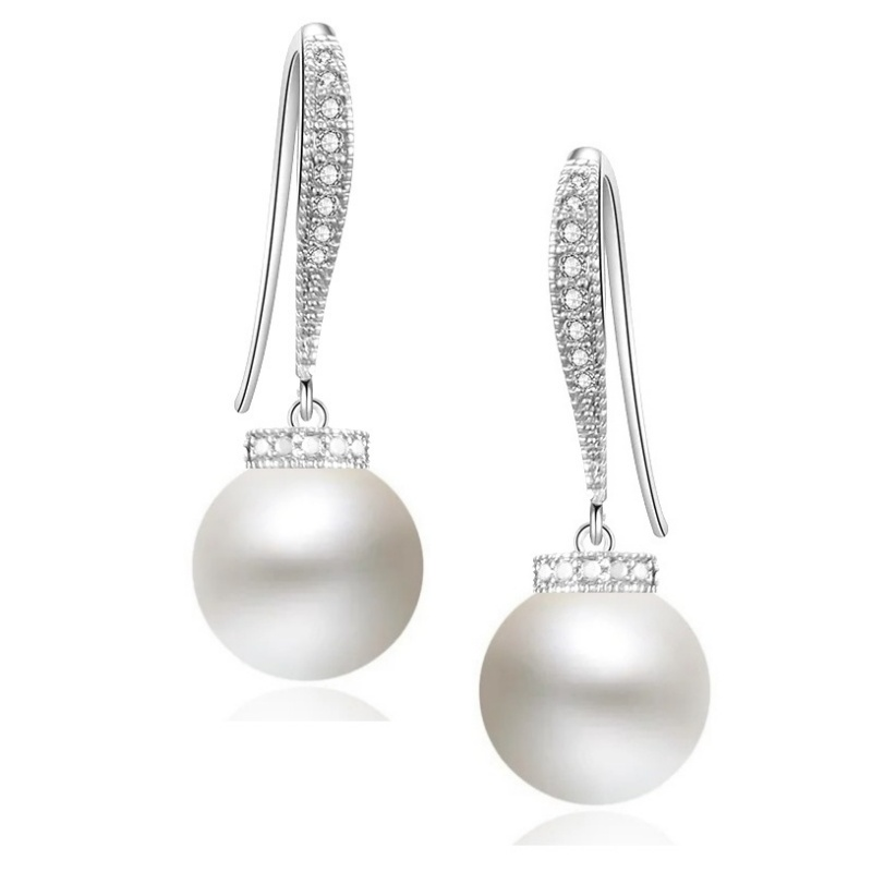 Elegance Pearl Drop Earrings - Silver