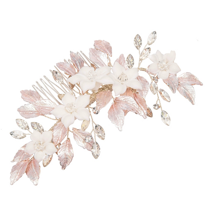 Exquisite Floral Hair Comb - Light Gold