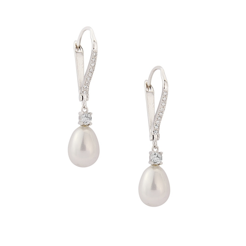 Timeless Elegance Pearl Earrings - Silver