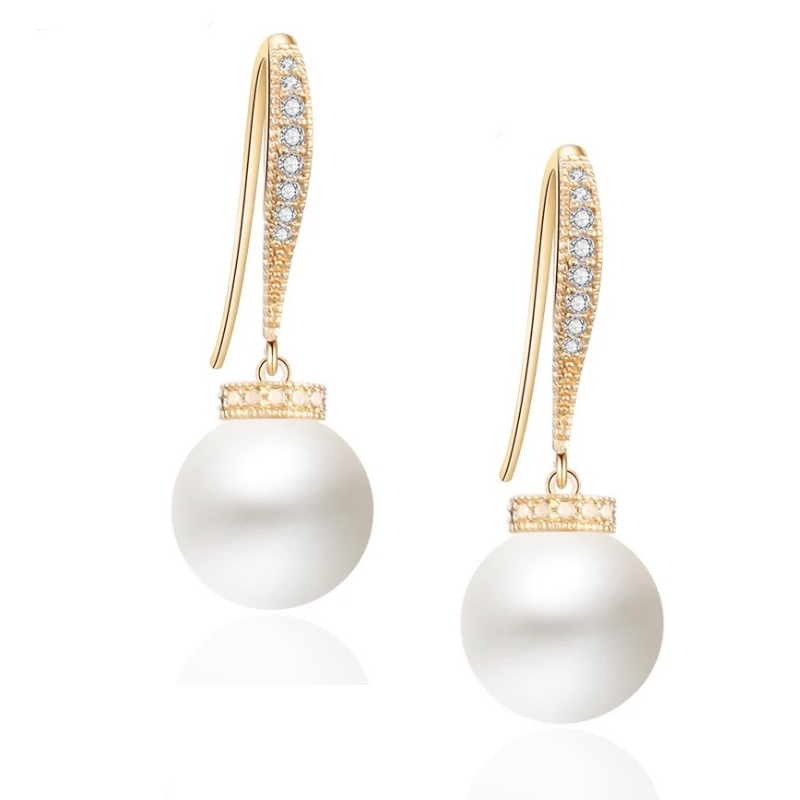 Elegance Pearl Drop Earrings - Gold