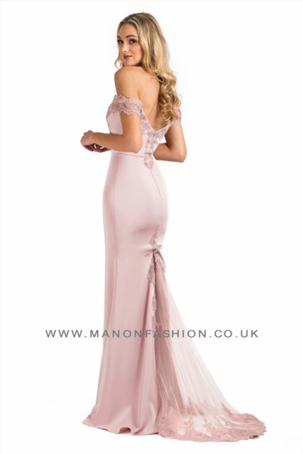 Off Shoulder Rose Pink Slimfit dress