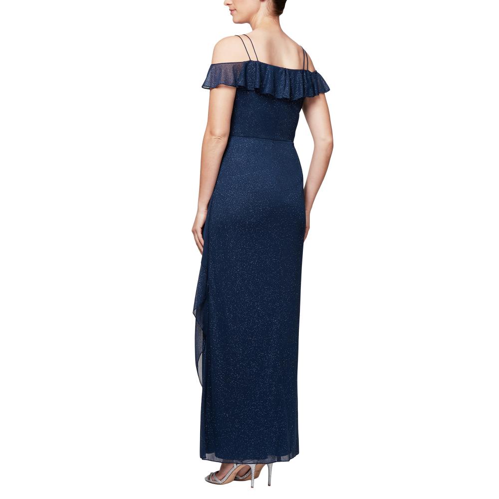 Draped Sparkle Off Shoulder Dress