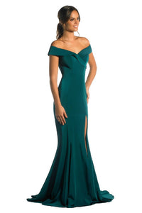 Elegant Jersey Dress Train - Dark Green 6