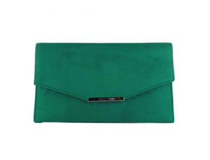Selskapsveske Clutch Envelope Faux Suede - Emerald Green