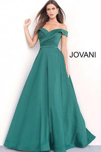 Off-Shoulder Twist Satin Gown - Emerald 8