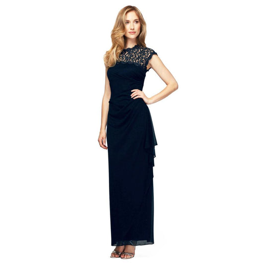 Dress with Metallic Lace Illusion