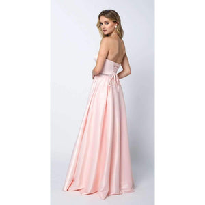 Satin Lace-up Evening dress - Blush XS