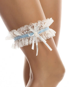 Strømpebånd Rose - Ivory/Light Blu One Size