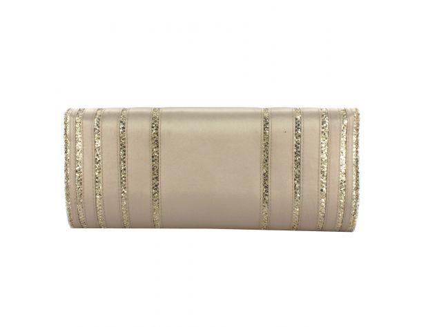 Selskapsveske Glitter Striped Clutch - Champagne/Gold