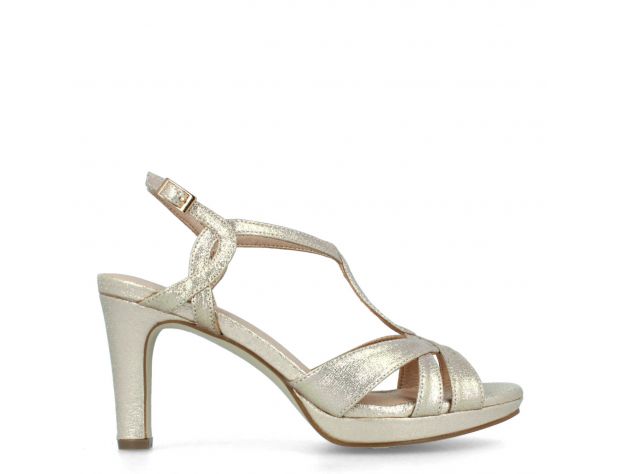Ankle Strap Greek Sandal Metallic Gold Helhøyde: 7.5cm - Plattform: 1cm