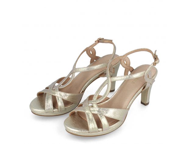 Ankle Strap Greek Sandal Metallic Gold Helhøyde: 7.5cm - Plattform: 1cm