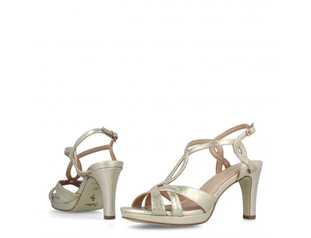 Ankle Strap Greek Sandal Metallic Gold Helhøyde: 7.5cm - Plattform: 1cm