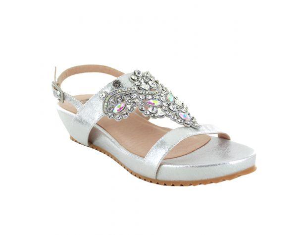 Crystal Multi Platform Sandal Silver - Silver 38