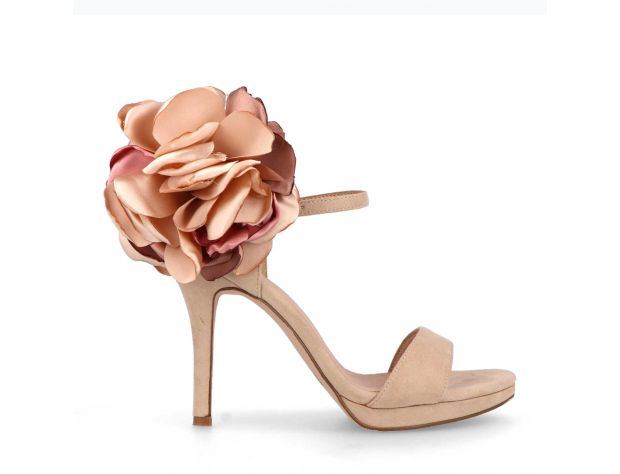 Selskapssko - high heel flower - Beige 38