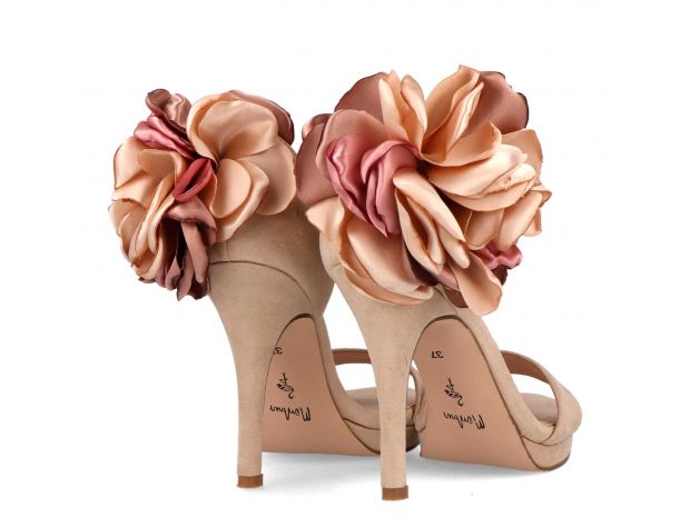 Selskapssko - high heel flower - Beige 38