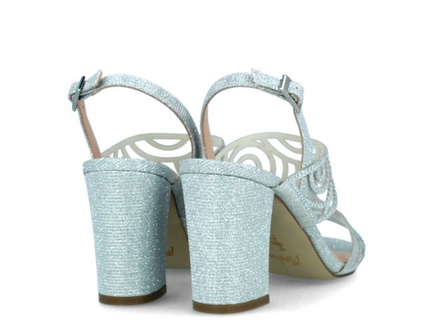 Patterned Block Heels Silver 9 cm