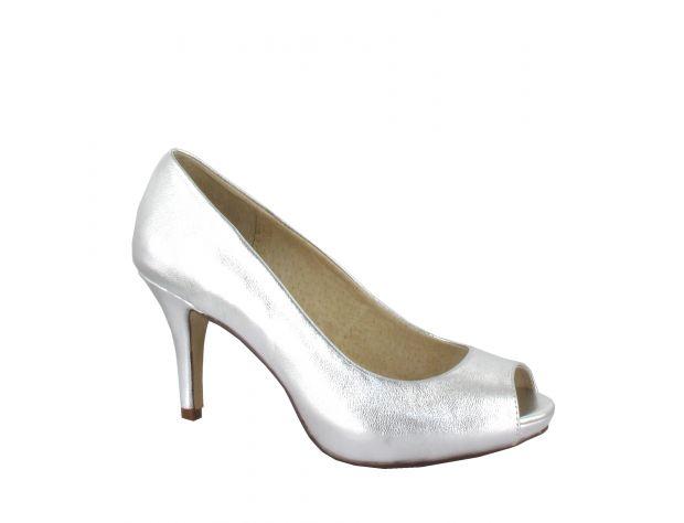 Leather Peep-toe Pump 8 cm Skinn utside & innside