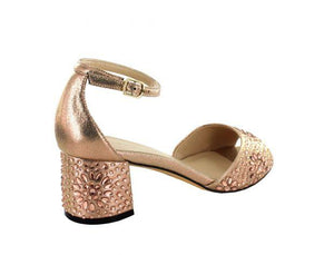 Ankle Strap Heels Metallic Rose Gold 6cm