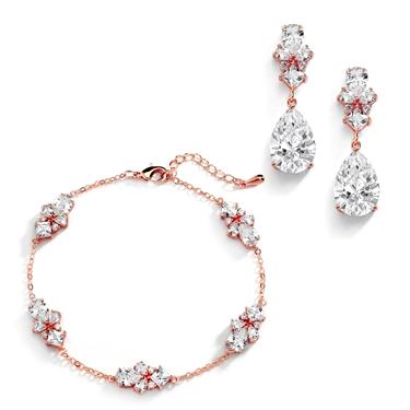 Multi-Shape Bracelet & Earring Set - Rosegold