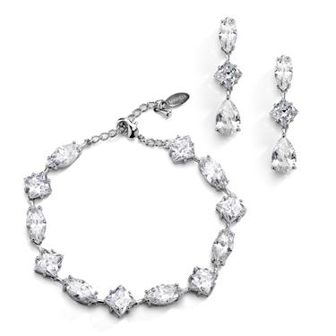 Multi Shape Crystal Bracelet - Silver
