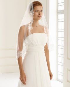 Slør M. Fransk Blondekant 80 cm - Ivory