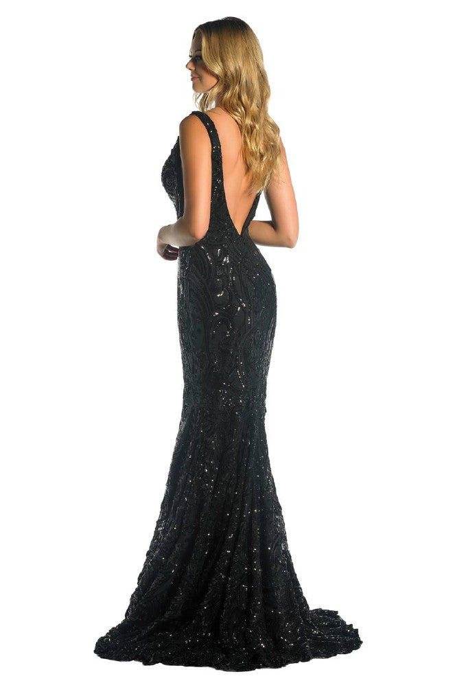 Sequins Pattern Dress Black Manon Illusion