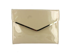 Selskapsveske Lacquered Envelope Bag - Nude
