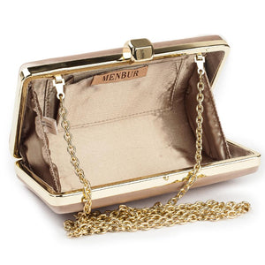 Selskapsveske Hardcase Clutch Satin - Champagne/Gold