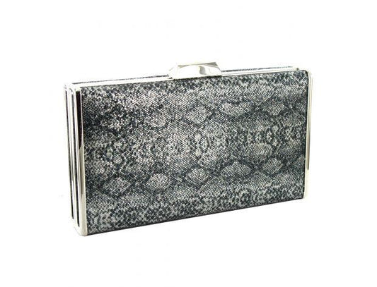 Selskapsveske Metallic Snakeskin Clutch - Grey/Silver