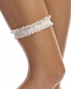 Strømpebånd Swarowski Krystaller - Ivory One Size