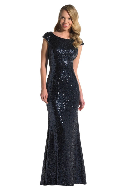 Sequins Dress Navy Drop Back Manon