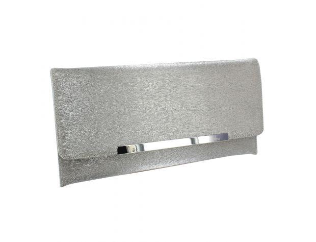 Selskapsveske Wide Envelope Glitter - Dark Silver