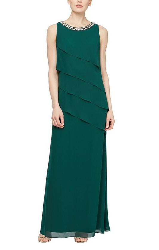 Selskapskjole Layered Rounded Neck